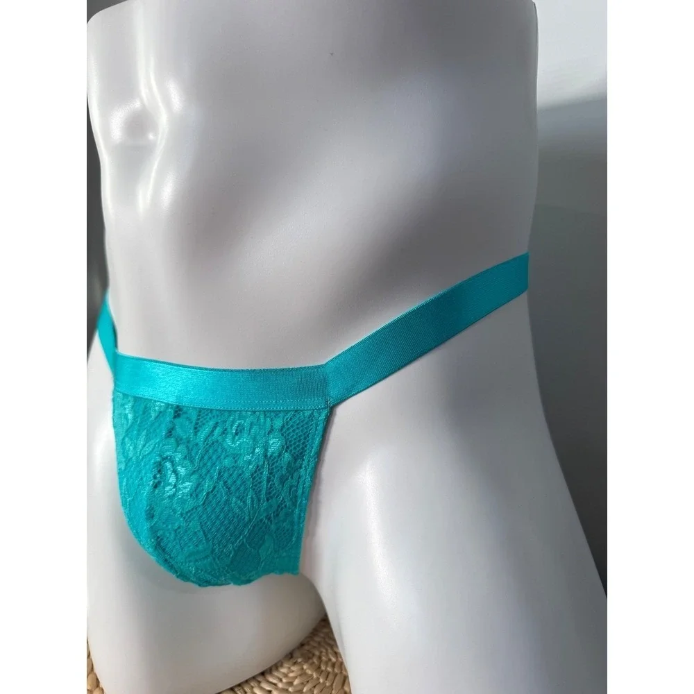 Cosabella Never Say‎ Never Sheer Lace Italian Tanga Men's Thong Turquoise L
